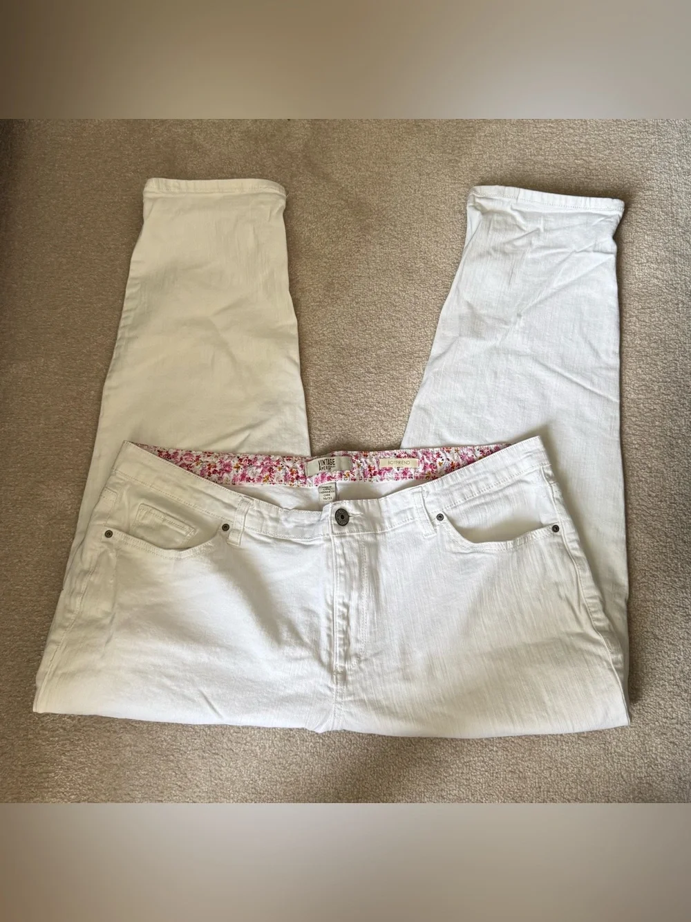 Vintage America White Stretch Cropped Jeans